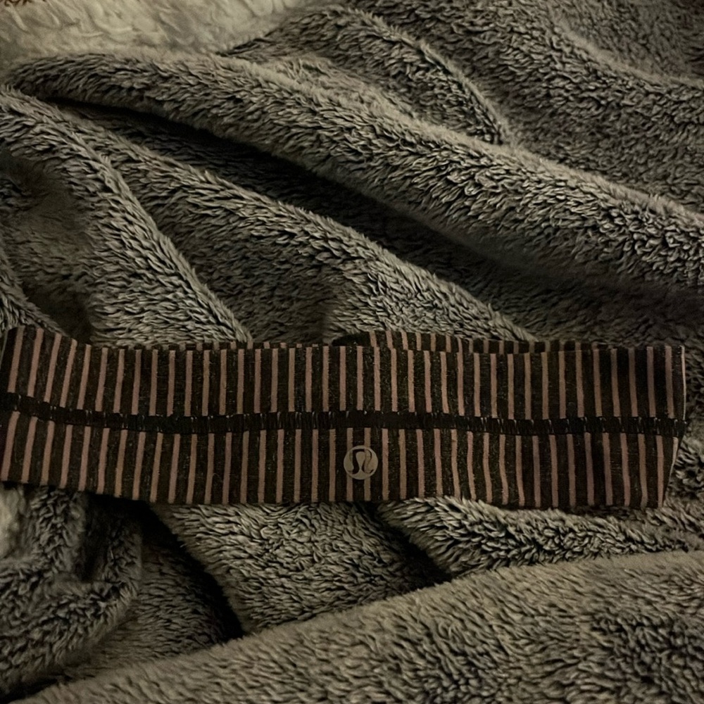 Lululemon Pink and Grey Striped Headband